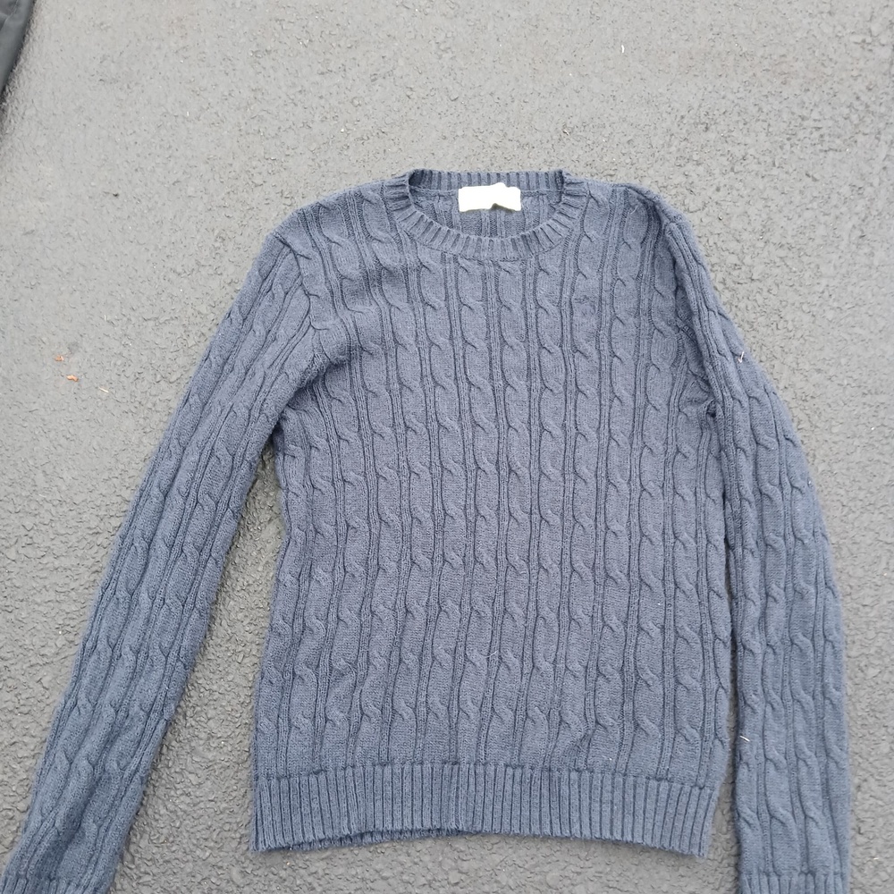 Abercrombie & Fitch Sweater Mens XL Blue Cable Knit Crewneck Pullover Casual